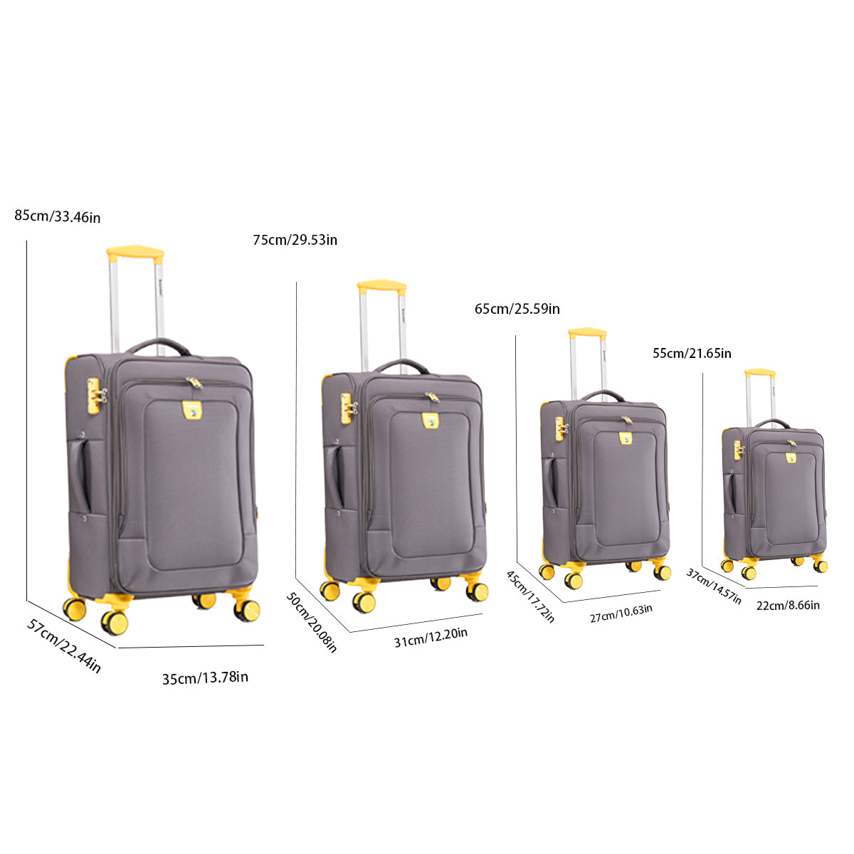 Four-piece fabric luggage set,  suitcase for travel, school and business trip (20/24/28/32in)