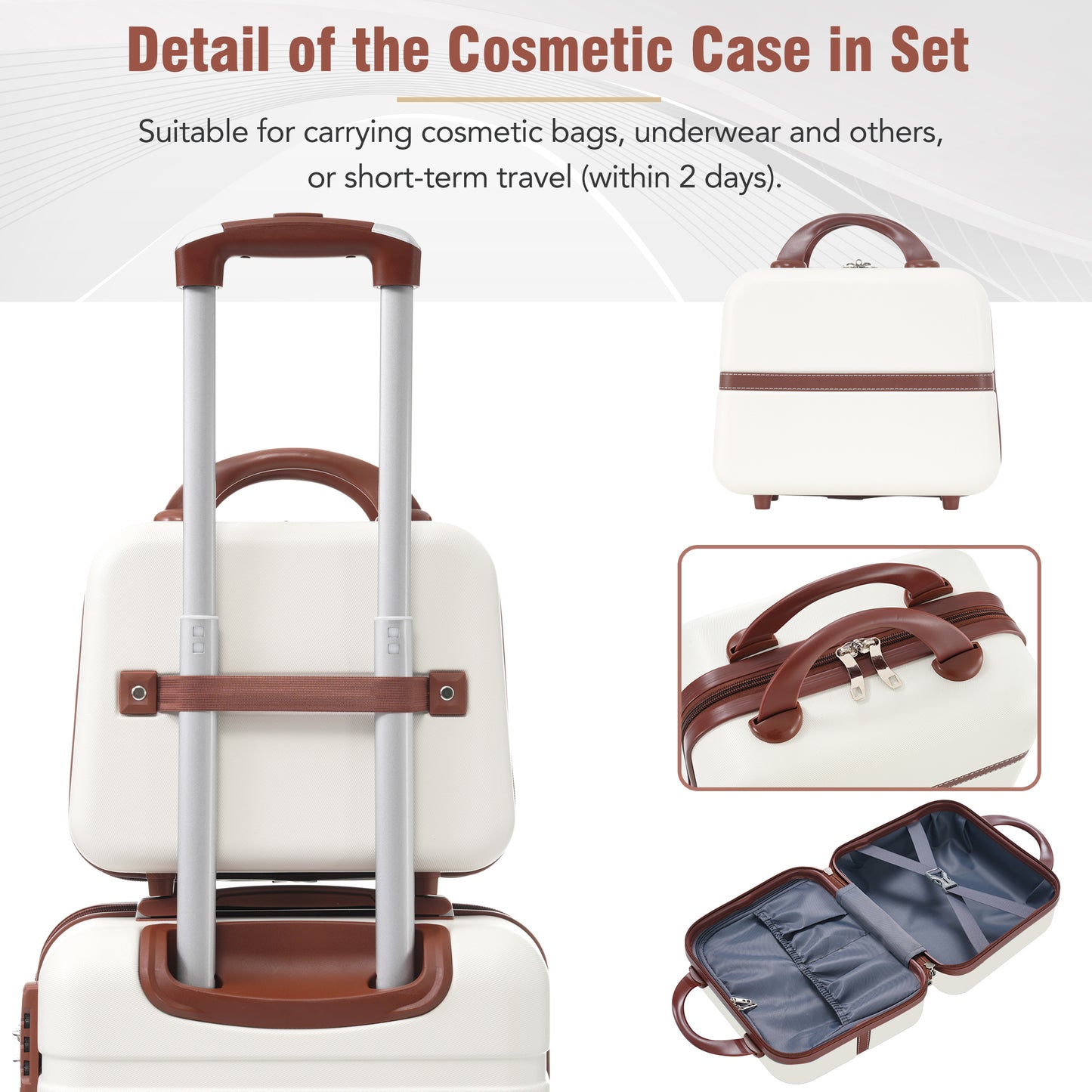 Luxury 3-Piece Vintage Luggage Set - 20" and 24" Spinner Suitcases with Matching Cosmetic Case