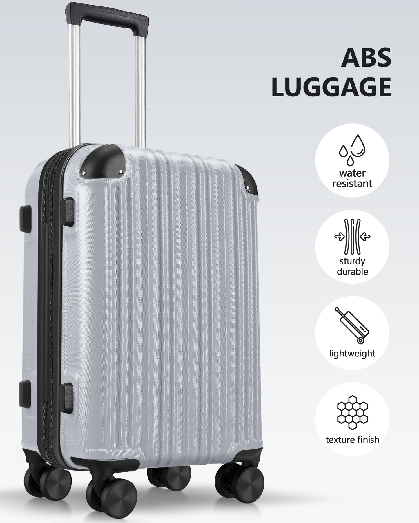 3-piece Luggage Set with TSA Lock& Double Spinner Wheels, Expandable For Large Storage