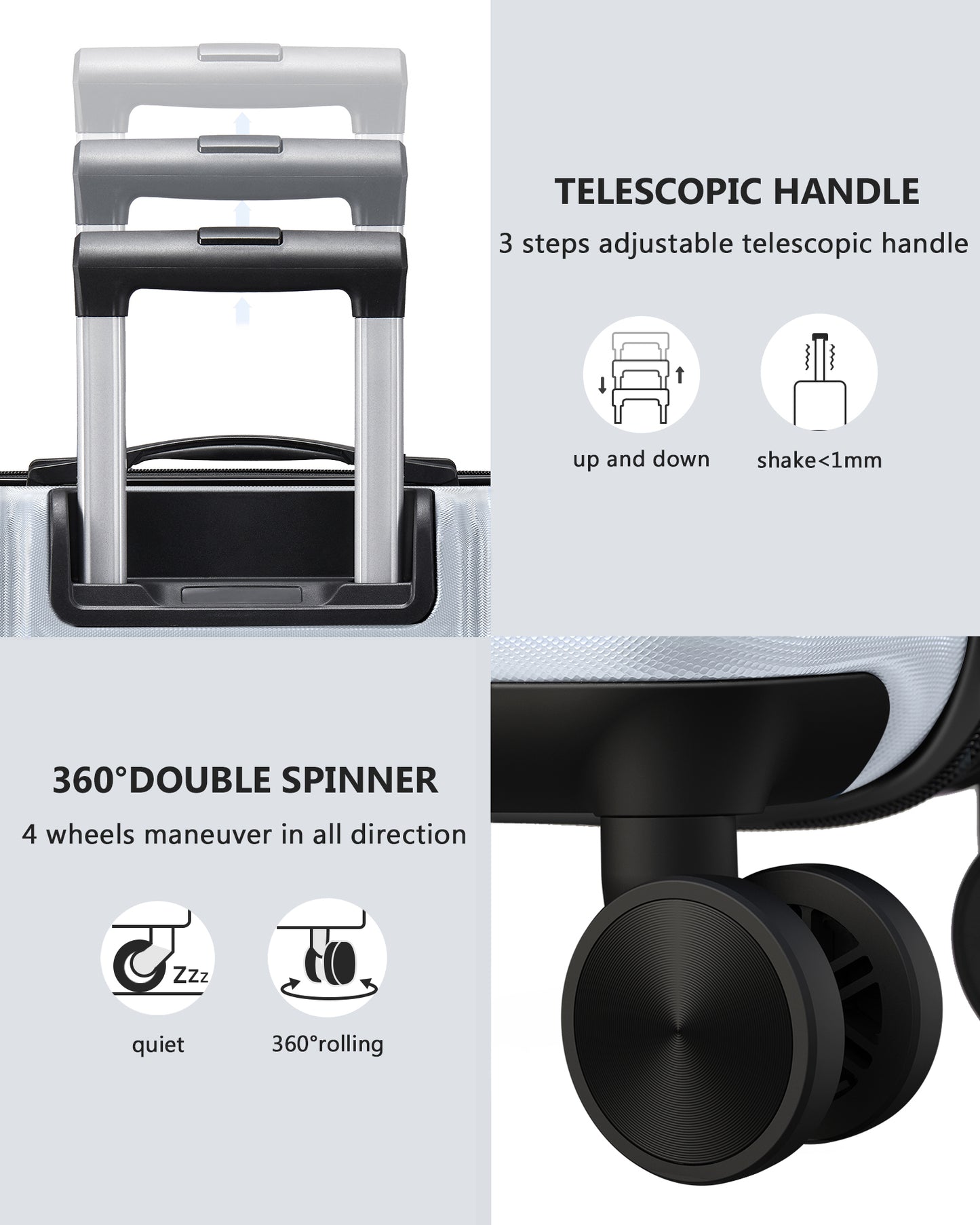 3-piece Luggage Set with TSA Lock& Double Spinner Wheels, Expandable For Large Storage