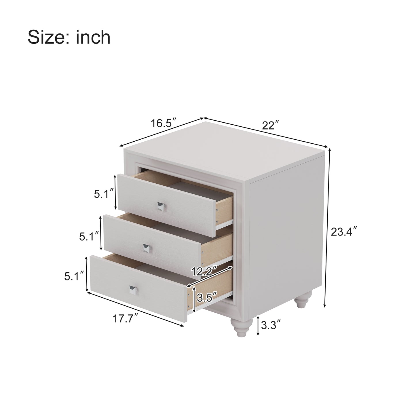 3 Pieces Bedroom Sets Full Size Wood Bed with Hidden LED Light Upholstered Headboard + 2 Nightstands, Cream Grey