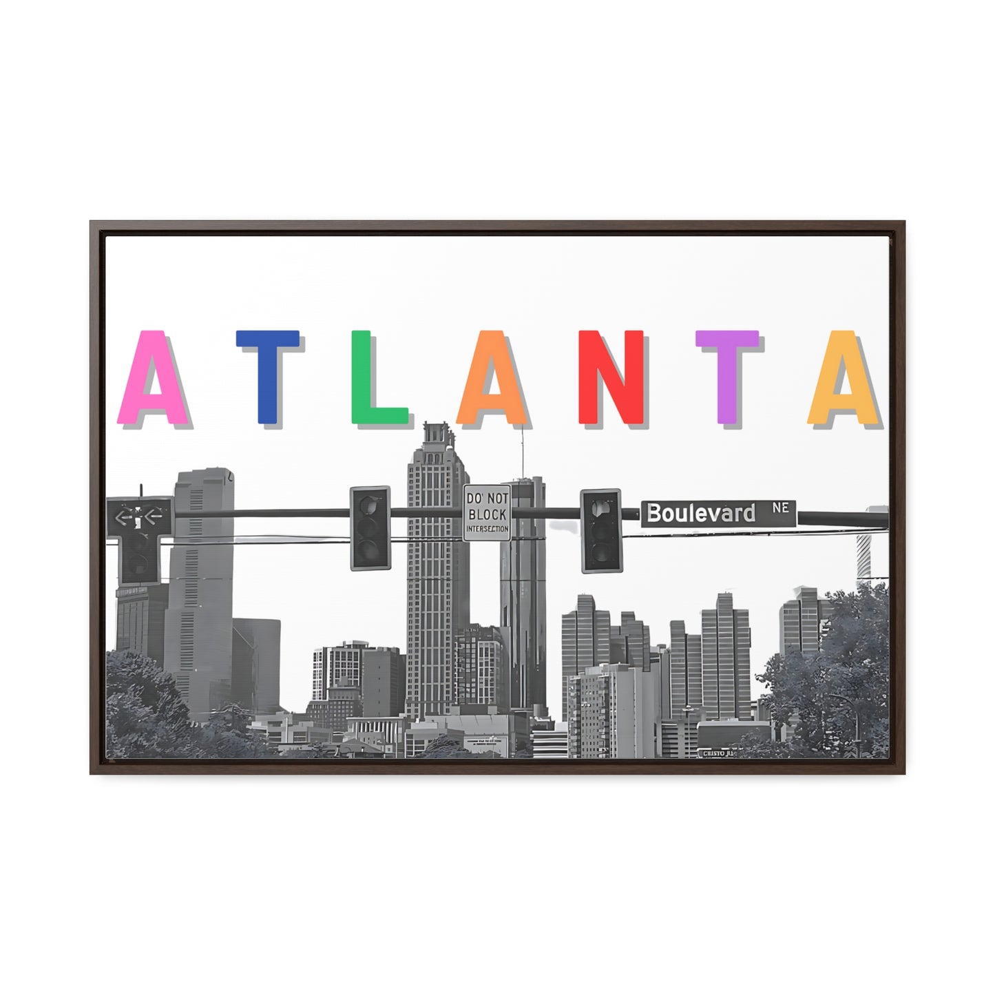 Love is Love in Atlanta 30" by 20" black or Walnut framed Gallery Canvas Wrap by Buckhead Living