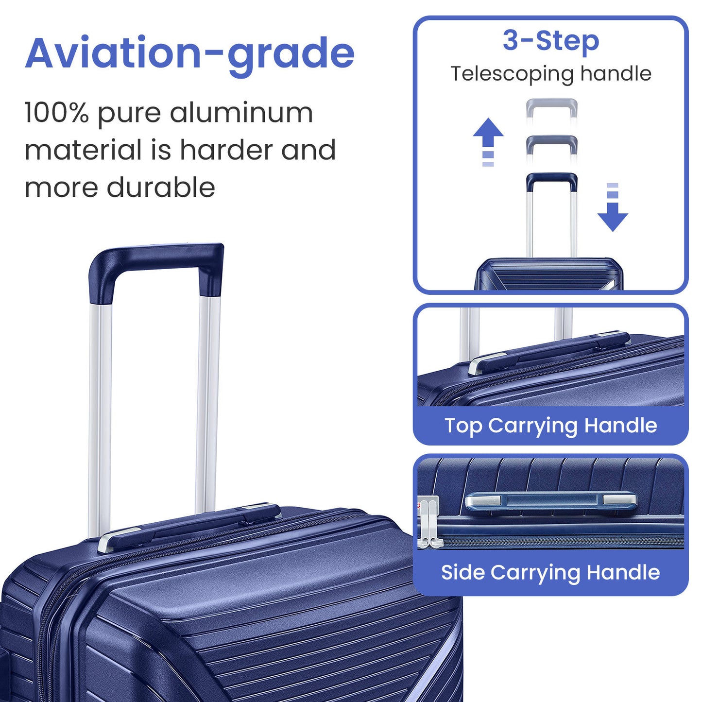 Luggage Sets 4 Piece(14/20/24/28), Expandable Lightweight Suitcase with 4 Double 360 Degrees Mute Spinner Wheels PP Materials Durable TSA Lock Travel Luggage