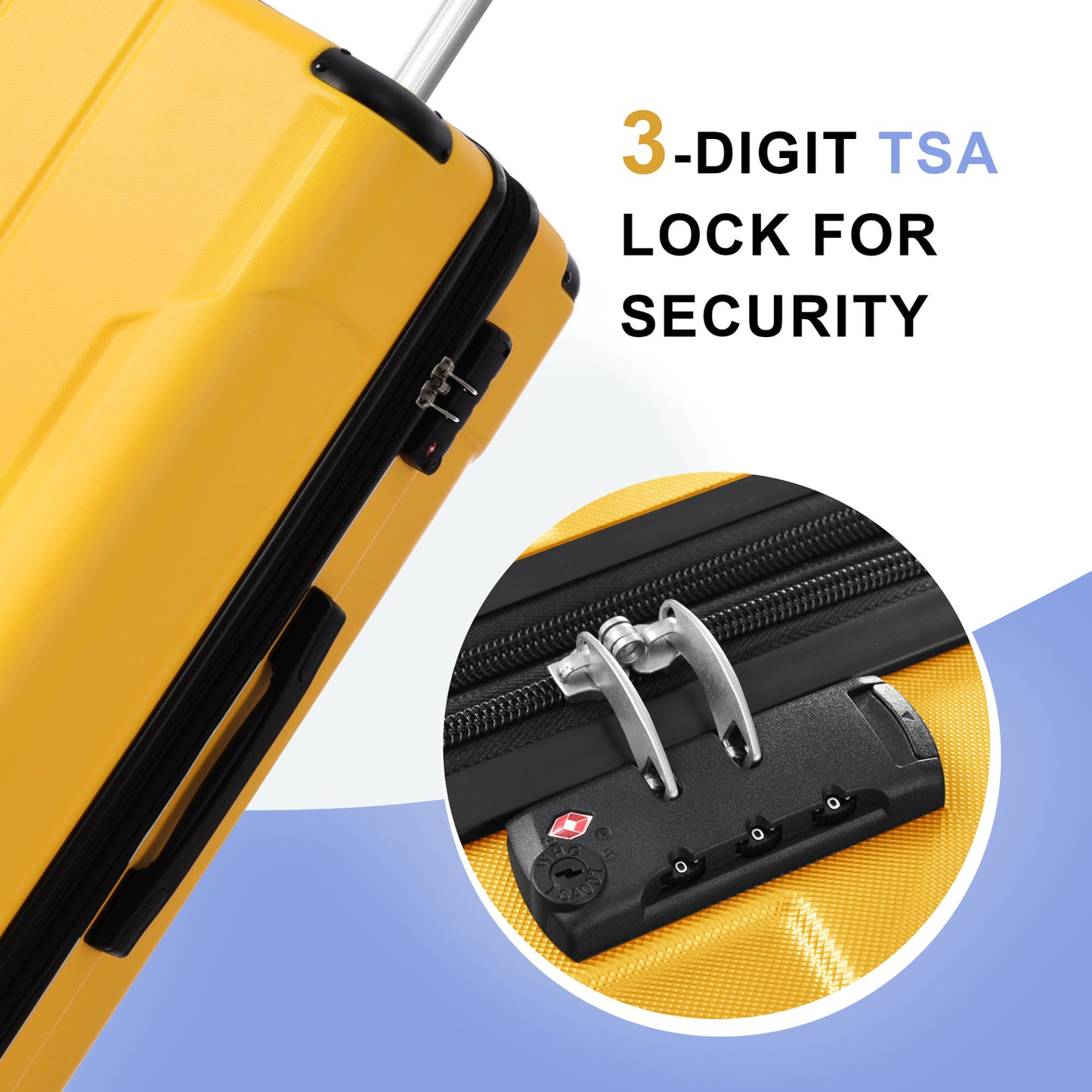 Luggage Sets 3 Piece, Expandable Hard shell ABS Suitcases with Double Spinner, Travel luggage Set with TSA Lock (20/24/28inch, Yellow)