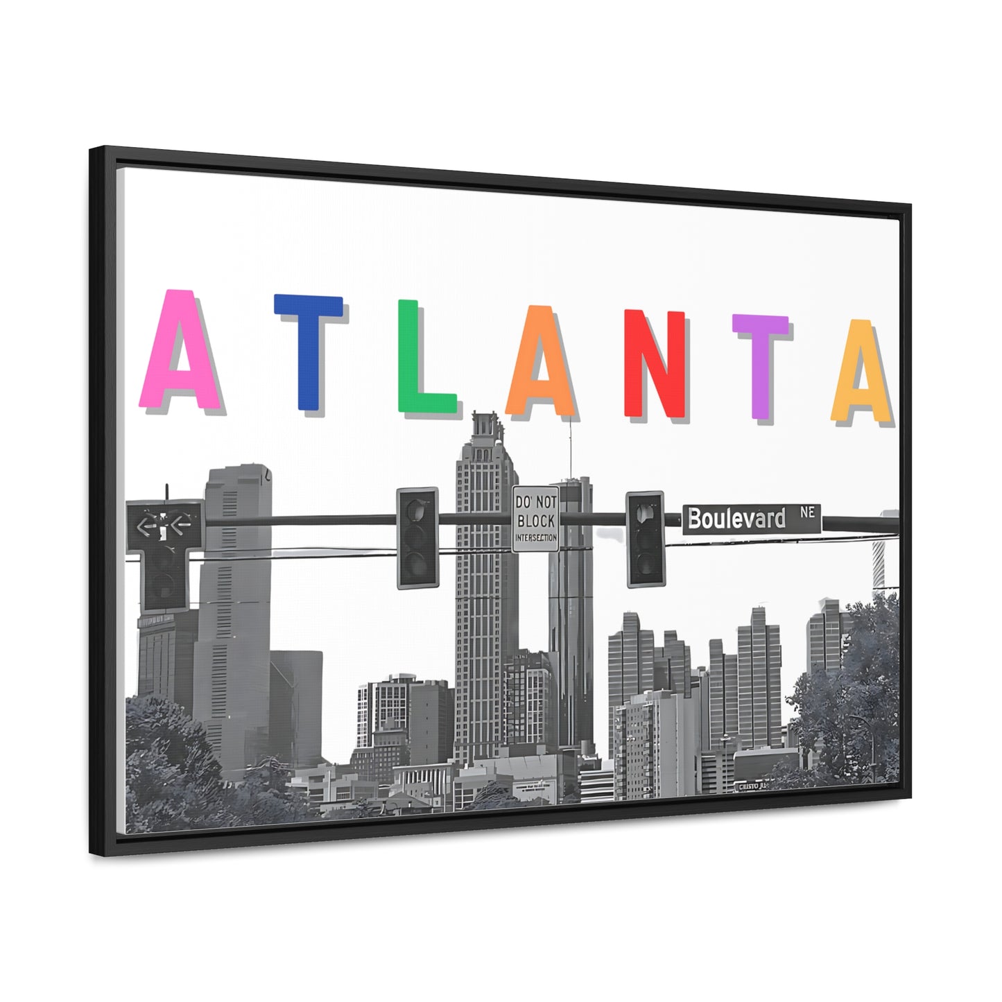 Love is Love in Atlanta 30" by 20" black or Walnut framed Gallery Canvas Wrap by Buckhead Living