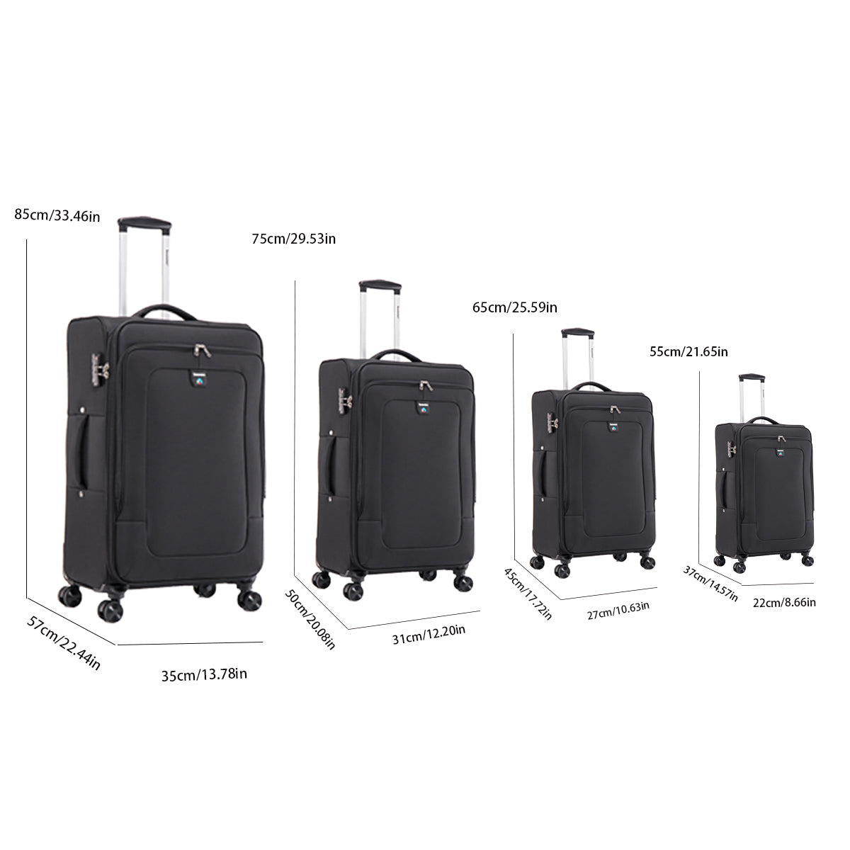 Four-piece fabric luggage set,  suitcase for travel, school and business trip (20/24/28/32in)