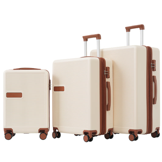 Contrast Color 3 Piece Luggage Set Hardside Spinner Suitcase with TSA Lock 20" 24' 28" Available