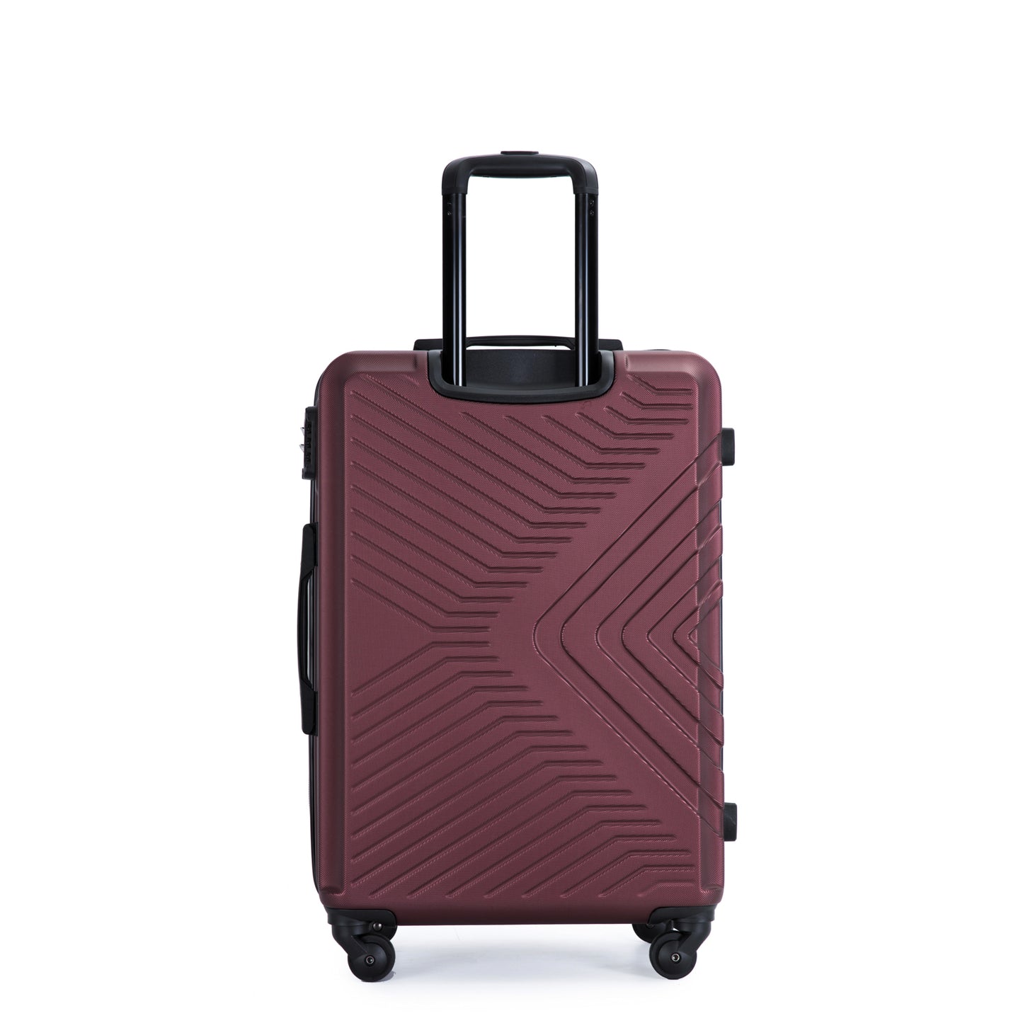 3 Piece Luggage Sets ABS Lightweight Suitcase with Two Hooks, Spinner Wheels, TSA Lock, (20/24/28) Wine Red