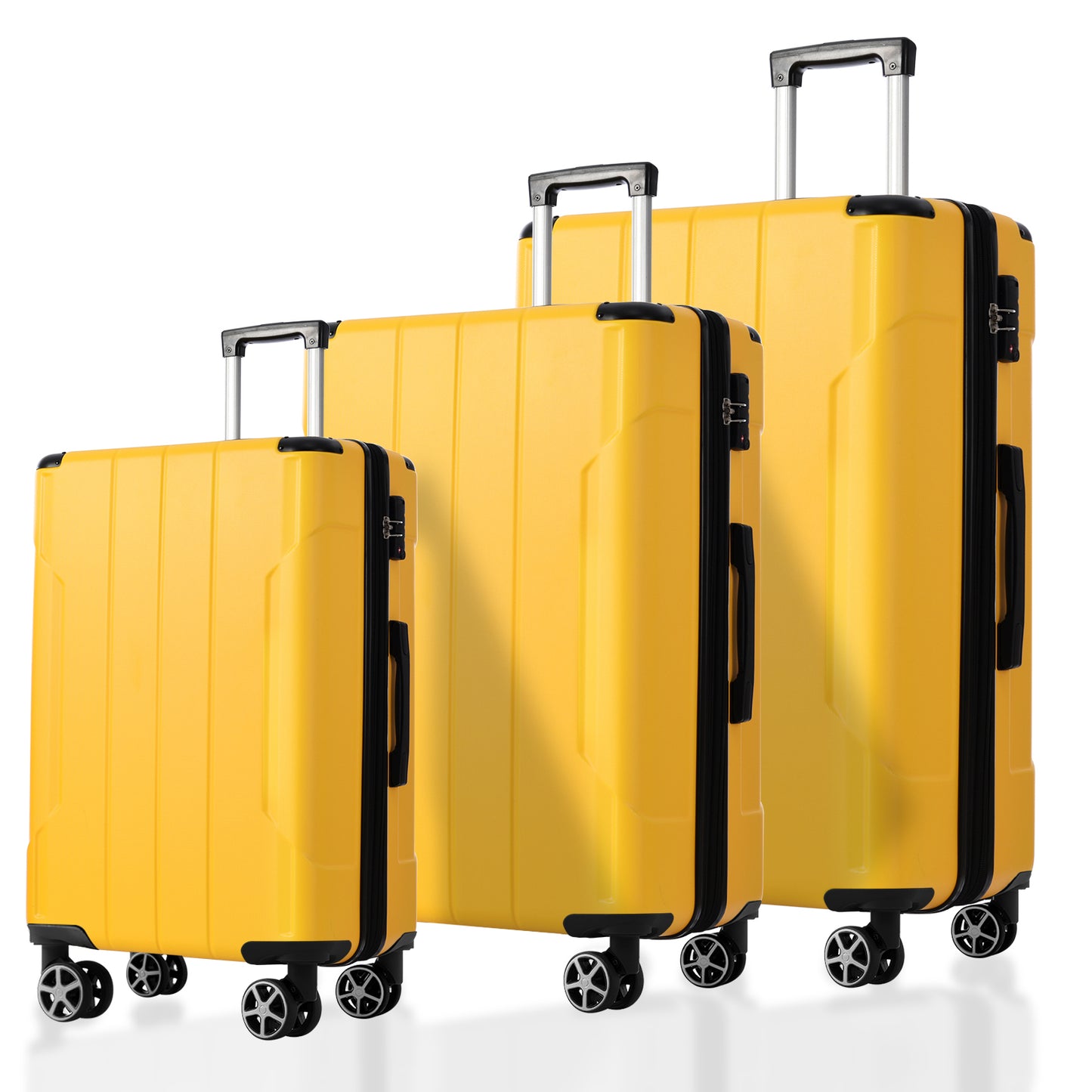 Luggage Sets 3 Piece, Expandable Hard shell ABS Suitcases with Double Spinner, Travel luggage Set with TSA Lock (20/24/28inch, Yellow)