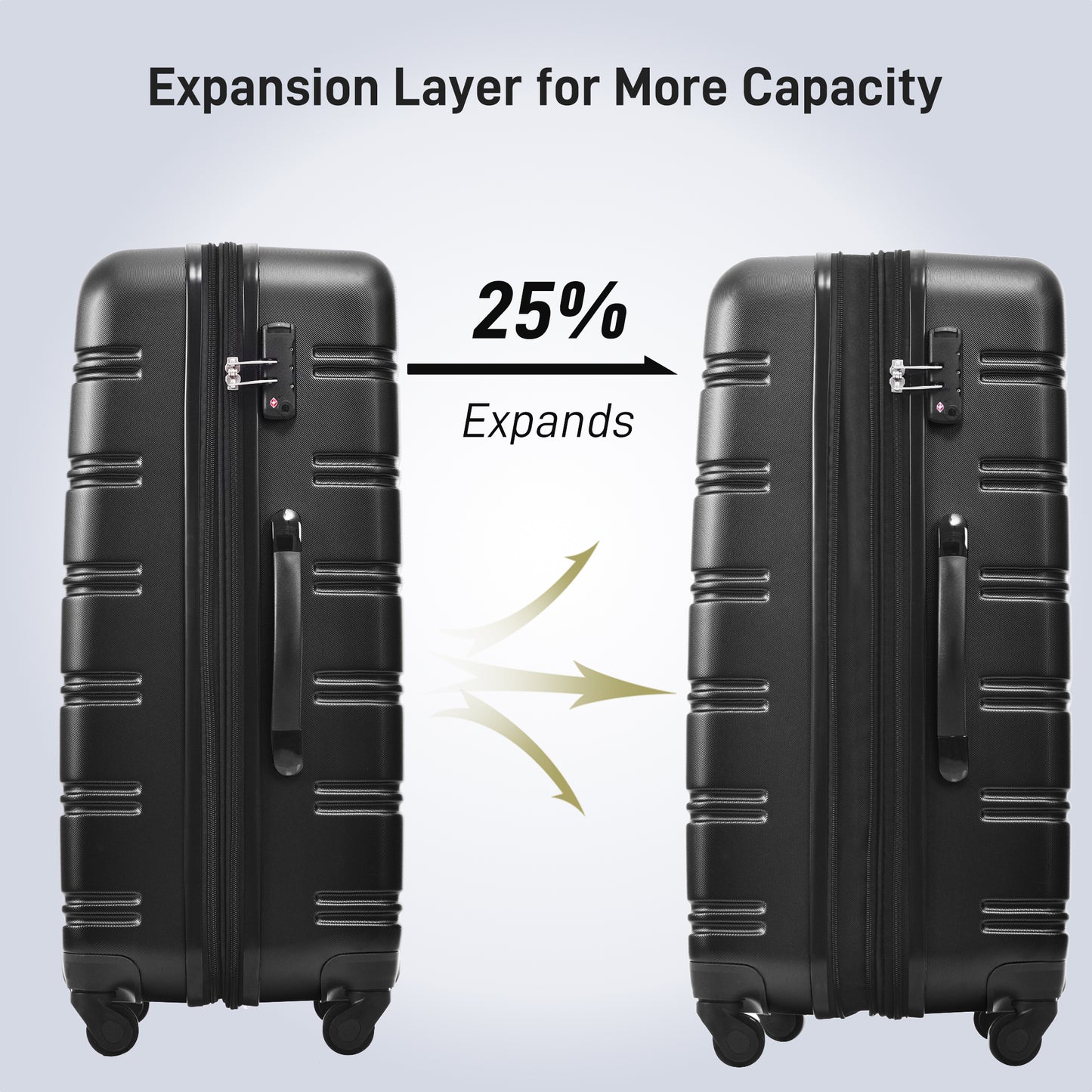 3 Piece Luggage Set Hardside Spinner Suitcase with TSA Lock 20" 24" 28" Available