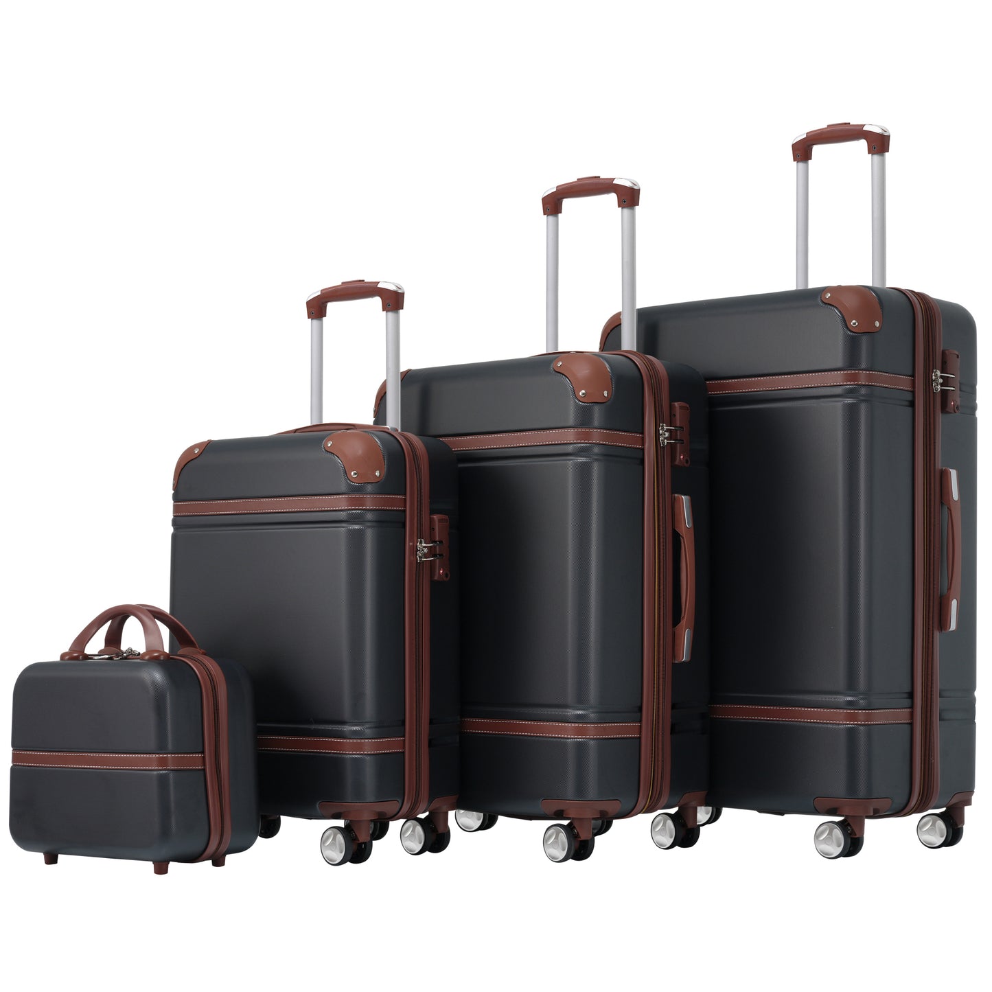 Hardshell Luggage Sets 4 Pieces 20"+24"+28" Luggages and Cosmetic Case Spinner Suitcase with TSA Lock  Lightweight