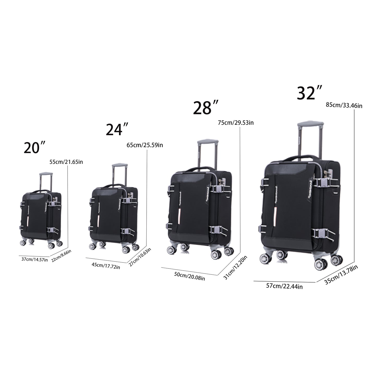 Softside Upright Luggage Set , Lightweight,4-Piece (20//24/28/32)