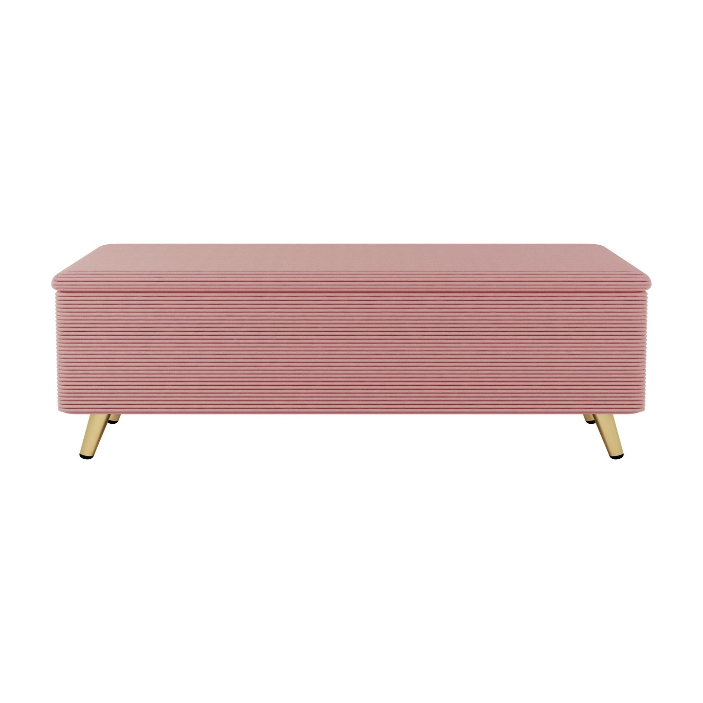 2 Pieces Bedroom Sets Queen Size Upholstered Bed Frame, Modern Corduroy  Storage Ottoman,Pink