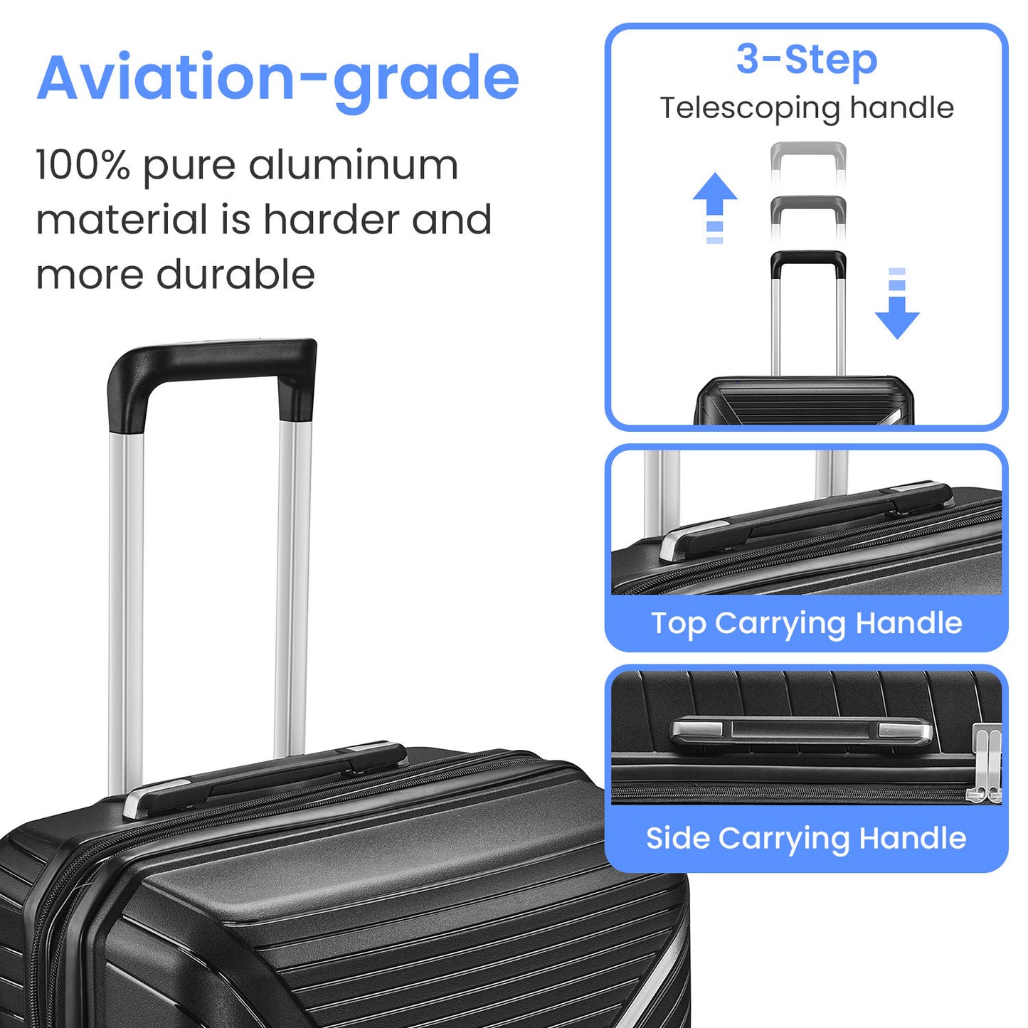 Luggage Sets 4 Piece(14/20/24/28), Expandable Lightweight Suitcase with 4 Double 360 Degrees Mute Spinner Wheels PP Materials Durable TSA Lock Travel Luggage